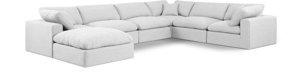 Meridian Furniture - Comfy White Linen Textured Fabric Modular Sectional - 7Pc - 187White-Sec7A veiw 1