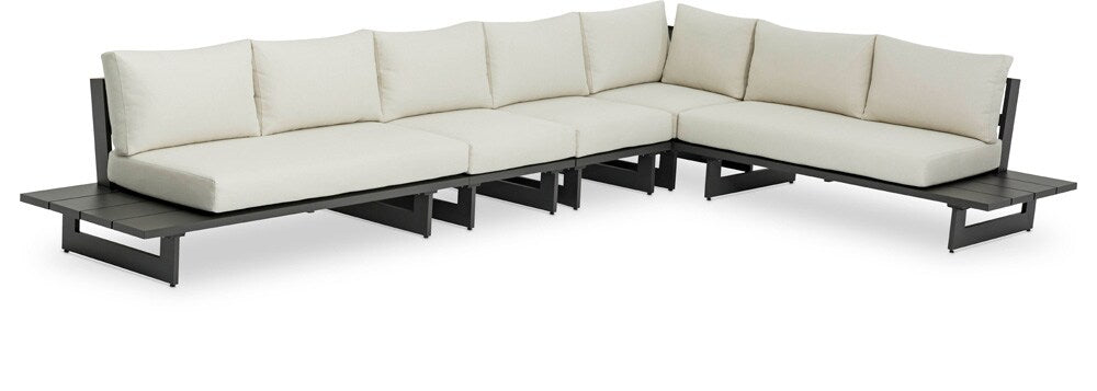 Meridian Furniture - Maldives Cream Water Resistant Fabric Outdoor Patio Modular Sectional - 5Pc - 338Cream-Sec2B veiw 1