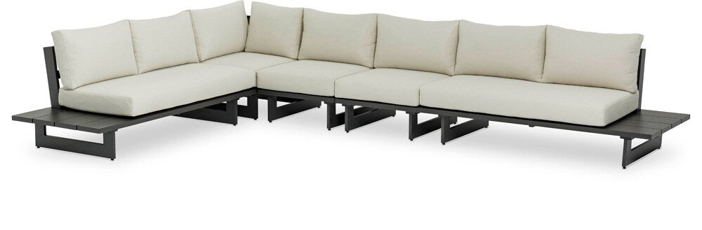 Meridian Furniture - Maldives Cream Water Resistant Fabric Outdoor Patio Modular Sectional - 5Pc - 338Cream-Sec2C veiw 1