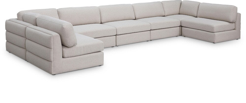 Meridian Furniture - Beckham Beige Durable Linen Textured Fabric Modular Sectional - 7Pc - 681Beige-Sec7B veiw 1