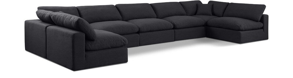 Meridian Furniture - Comfy Black Linen Textured Fabric Modular Sectional - 7Pc - 187Black-Sec7B veiw 1