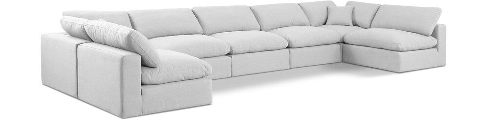 Meridian Furniture - Comfy White Linen Textured Fabric Modular Sectional - 7Pc - 187White-Sec7B veiw 1