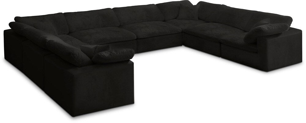 Meridian Furniture - Cozy Black Velvet Comfort Modular Sectional - 8Pc - 634Black-Sec8A veiw 1