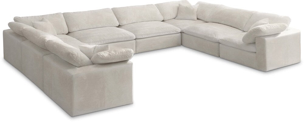 Meridian Furniture - Cozy Cream Velvet Comfort Modular Sectional - 8Pc - 634Cream-Sec8A veiw 1