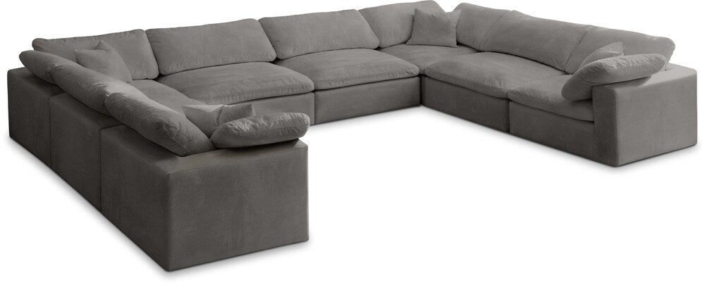 Meridian Furniture - Cozy Grey Velvet Comfort Modular Sectional - 8Pc - 634Grey-Sec8A veiw 1