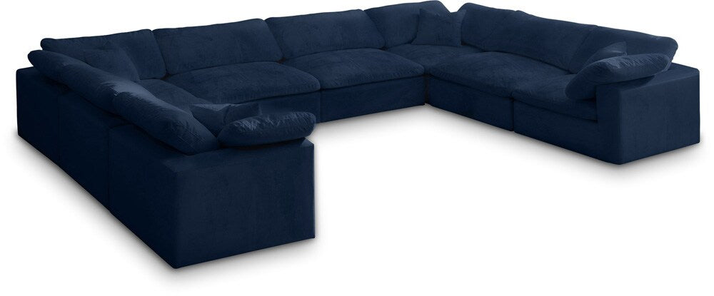 Meridian Furniture - Cozy Navy Velvet Comfort Modular Sectional - 8Pc - 634Navy-Sec8A veiw 1