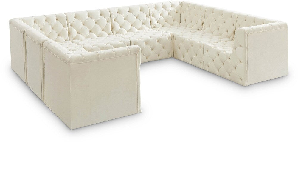 Meridian Furniture - Tuft Cream Velvet Modular Sectional - 8Pc - 680Cream-Sec8A veiw 1