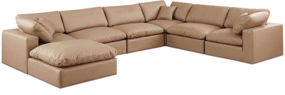Meridian Furniture - Comfy Tan Vegan Leather Modular Sectional - 7Pc - 188Tan-Sec7A veiw 1