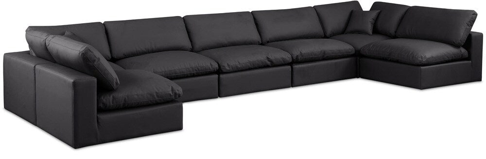 Meridian Furniture - Comfy Black Vegan Leather Modular Sectional - 7Pc - 188Black-Sec7B veiw 1