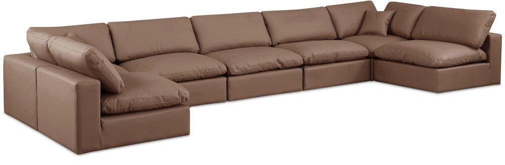 Meridian Furniture - Comfy Brown Vegan Leather Modular Sectional - 7Pc - 188Brown-Sec7B veiw 1