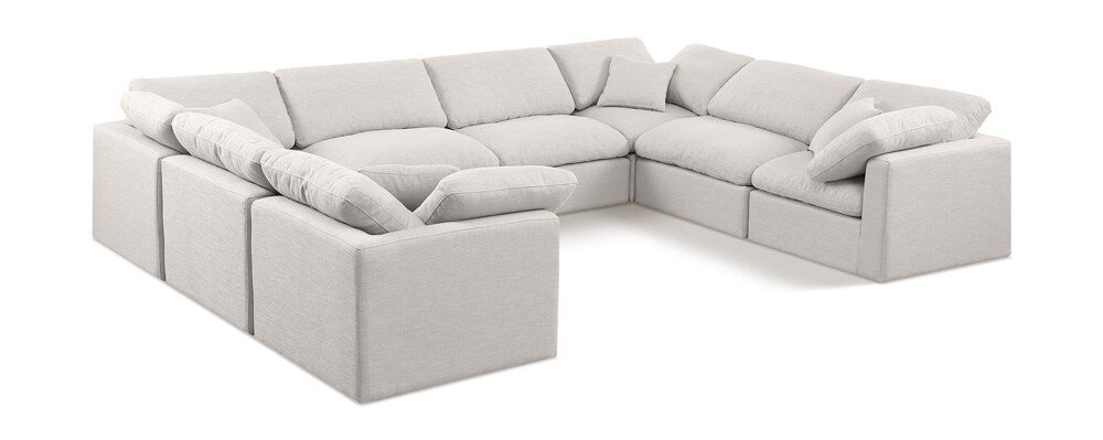 Meridian Furniture - Indulge Cream Linen Textured Fabric Modular Sectional - 8Pc - 141Cream-Sec8A veiw 1