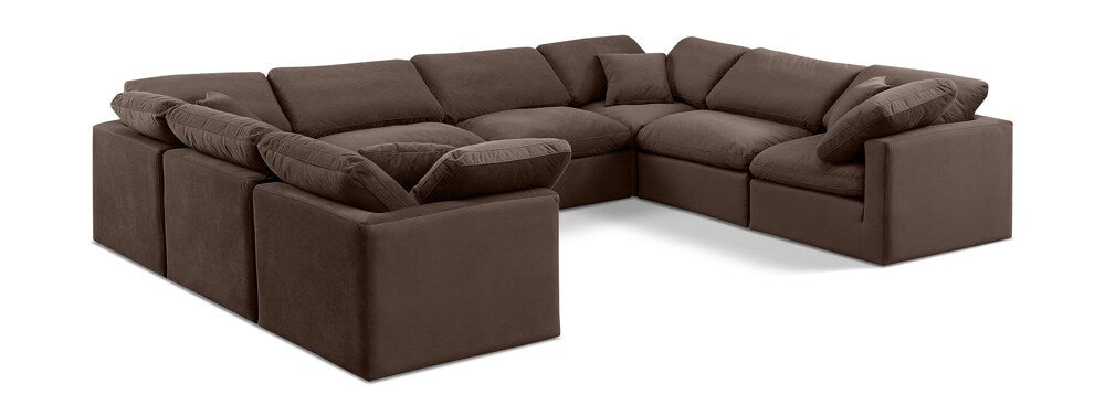 Meridian Furniture - Indulge Brown Velvet Modular Sectional - 8Pc - 147Brown-Sec8A veiw 1