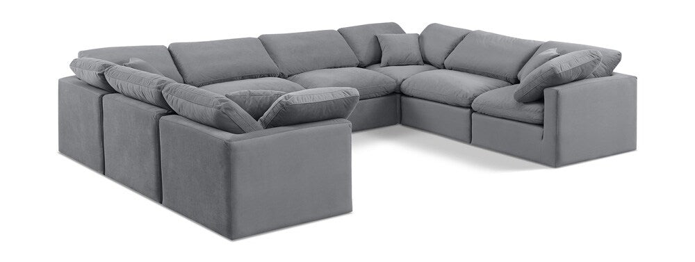 Meridian Furniture - Indulge Grey Velvet Modular Sectional - 8Pc - 147Grey-Sec8A veiw 1
