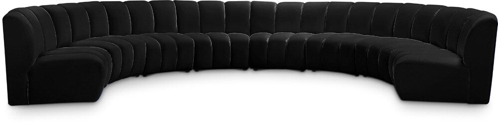 Meridian Furniture - Infinity Black Velvet 8pc. Modular Sectional - 638Black-8PC veiw 1