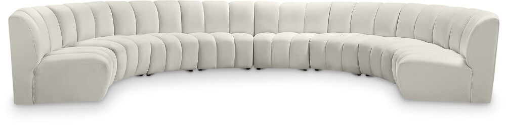 Meridian Furniture - Infinity Cream Velvet 8pc. Modular Sectional - 638Cream-8PC veiw 1