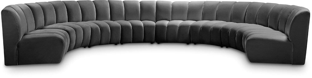 Meridian Furniture - Infinity Grey Velvet 8pc. Modular Sectional - 638Grey-8PC veiw 1