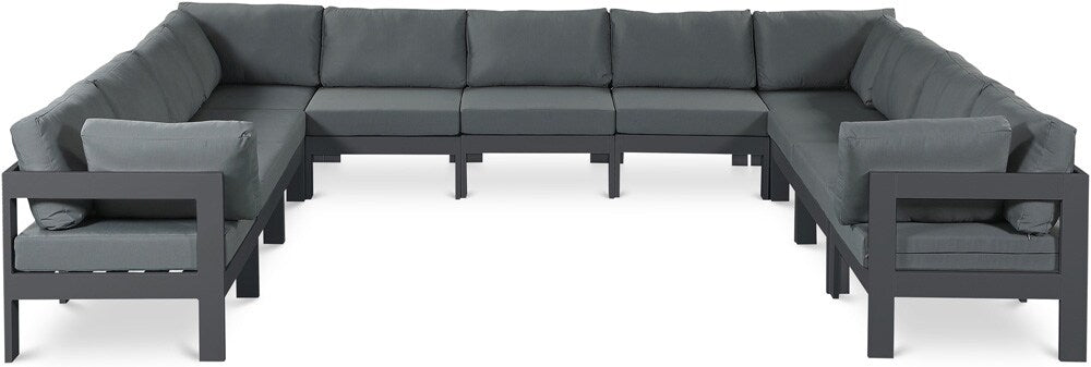 Meridian Furniture - Nizuc Grey Water Resistant Fabric Outdoor Patio Modular Sectional - 11Pc - 376Grey-Sec11A veiw 1