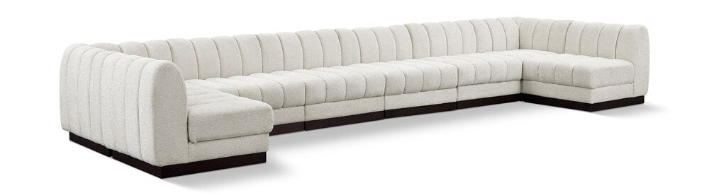 Meridian Furniture - Quinn Cream Chenille Fabric Modular Sectional - 8Pc - 124Cream-Sec8A veiw 1