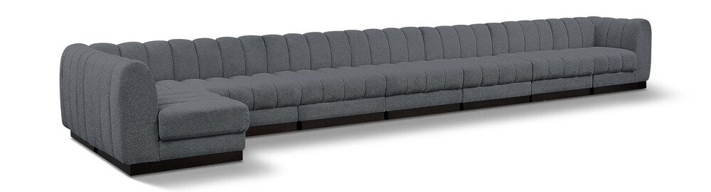 Meridian Furniture - Quinn Grey Chenille Fabric Modular Sectional - 8Pc - 124Grey-Sec8B veiw 1
