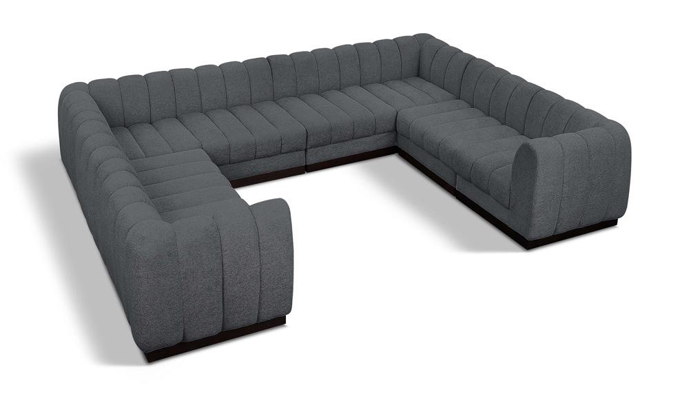 Meridian Furniture - Quinn Grey Chenille Fabric Modular Sectional - 8Pc - 124Grey-Sec8C veiw 1