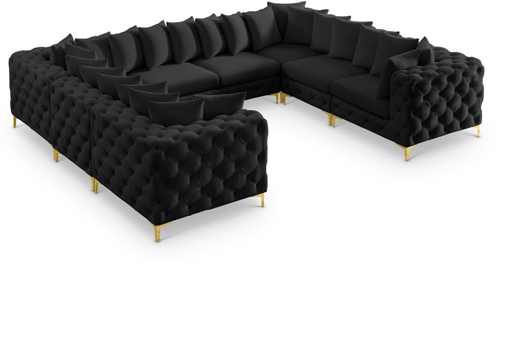 Meridian Furniture - Tremblay Black Velvet Modular Sectional - 8Pc - 686Black-Sec8A veiw 1
