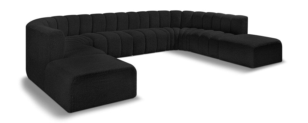 Meridian Furniture - Arc Black Boucle Fabric Modular Sofa - 10Pc - 102Black-S10A veiw 1