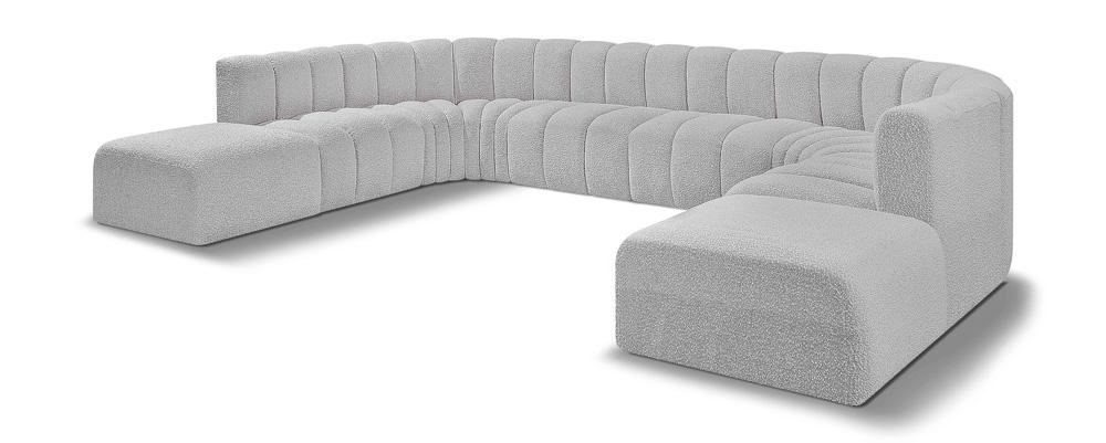 Meridian Furniture - Arc Grey Boucle Fabric Modular Sofa - 10Pc - 102Grey-S10A veiw 1
