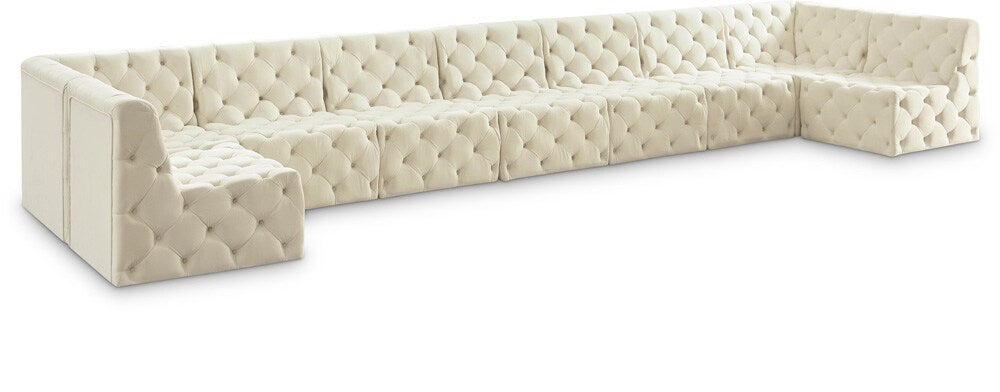 Meridian Furniture - Tuft Cream Velvet Modular Sectional - 680Cream-Sec9A veiw 1
