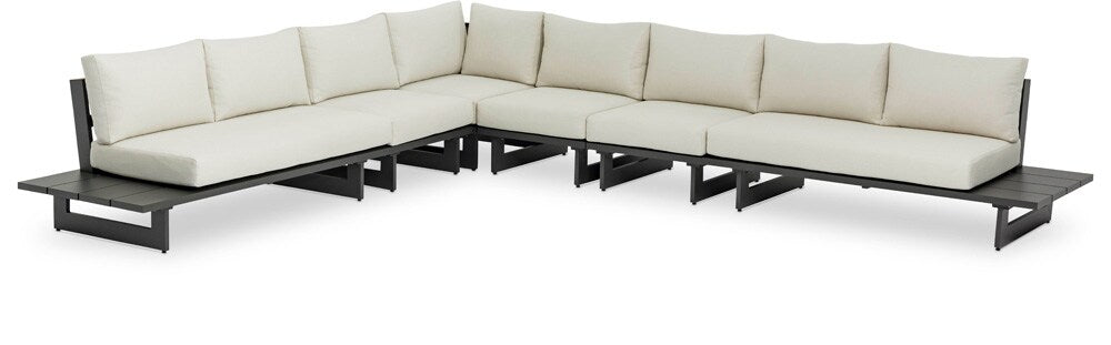 Meridian Furniture - Maldives Cream Water Resistant Fabric Outdoor Patio Modular Sectional - 6Pc - 338Cream-Sec3B veiw 1