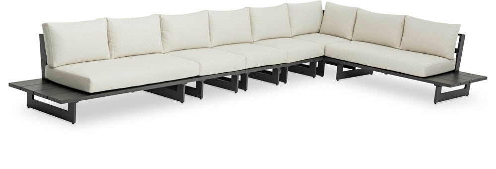 Meridian Furniture - Maldives Cream Water Resistant Fabric Outdoor Patio Modular Sectional - 6Pc - 338Cream-Sec3C veiw 1