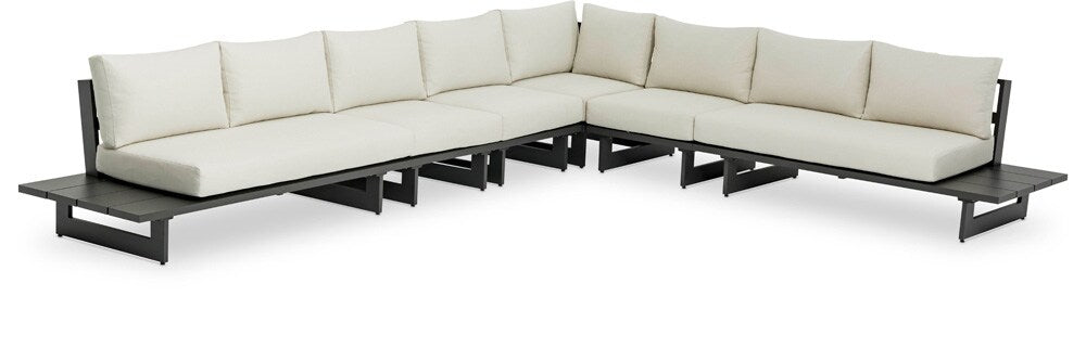 Meridian Furniture - Maldives Cream Water Resistant Fabric Outdoor Patio Modular Sectional - 6Pc - 338Cream-Sec3A veiw 1