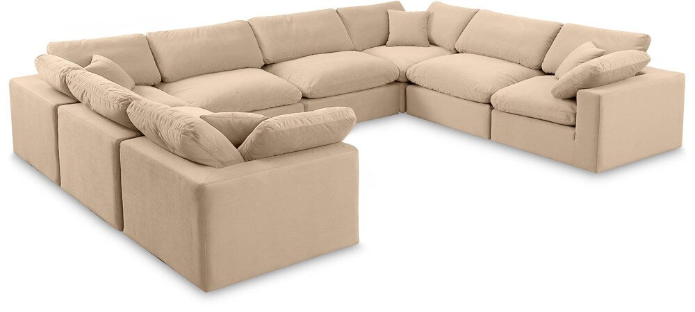 Meridian Furniture - Comfy Beige Velvet Modular Sectional - 8Pc - 189Beige-Sec8A veiw 1