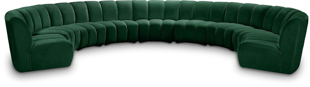 Meridian Furniture - Infinity Green Velvet 9pc. Modular Sectional - 638Green-9PC veiw 1