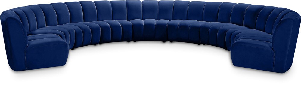 Meridian Furniture - Infinity Navy Velvet 9pc. Modular Sectional - 638Navy-9PC veiw 1