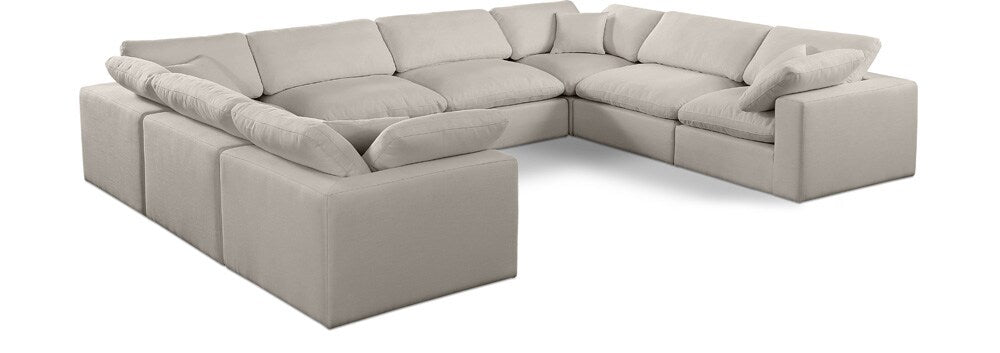 Meridian Furniture - Comfy Beige Linen Textured Fabric Modular Sectional - 8Pc - 187Beige-Sec8A veiw 1