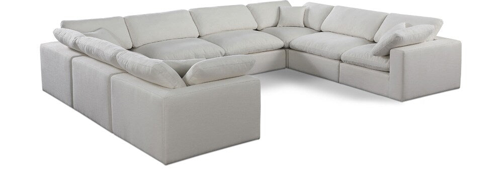 Meridian Furniture - Comfy Cream Linen Textured Fabric Modular Sectional - 8Pc - 187Cream-Sec8A veiw 1