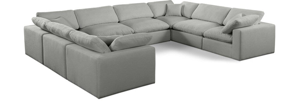 Meridian Furniture - Comfy Grey Linen Textured Fabric Modular Sectional - 8Pc - 187Grey-Sec8A veiw 1