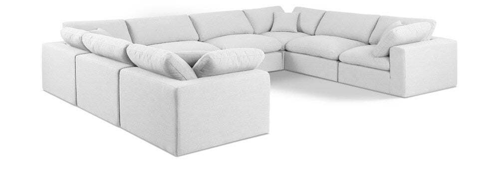 Meridian Furniture - Comfy White Linen Textured Fabric Modular Sectional - 8Pc - 187White-Sec8A veiw 1