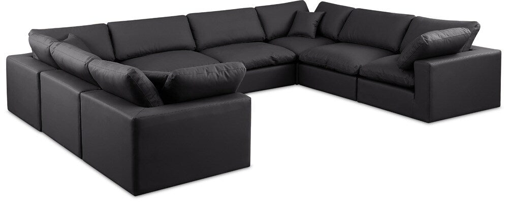 Meridian Furniture - Comfy Black Vegan Leather Modular Sectional - 8Pc - 188Black-Sec8A veiw 1