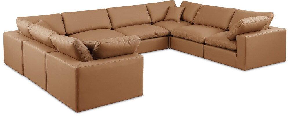 Meridian Furniture - Comfy Cognac Vegan Leather Modular Sectional - 8Pc - 188Cognac-Sec8A veiw 1