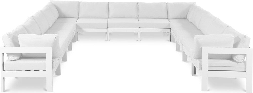 Meridian Furniture - Nizuc White Water Resistant Fabric Outdoor Patio Modular Sectional - 13Pc - 375White-Sec13A veiw 1