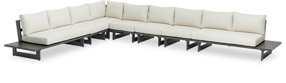 Meridian Furniture - Maldives Cream Water Resistant Fabric Outdoor Patio Modular Sectional - 7Pc - 338Cream-Sec4B veiw 1