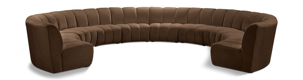 Meridian Furniture - Infinity Brown Velvet 10pc. Modular Sectional - 638Brown-10PC veiw 1
