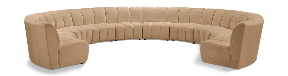 Meridian Furniture - Infinity Camel Velvet 10pc. Modular Sectional - 638Camel-10PC veiw 1