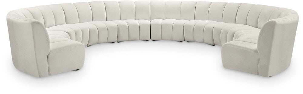 Meridian Furniture - Infinity Cream Velvet 10pc. Modular Sectional - 638Cream-10PC veiw 1