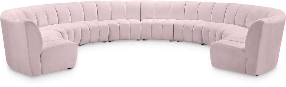 Meridian Furniture - Infinity Pink Velvet 10pc. Modular Sectional - 638Pink-10PC veiw 1