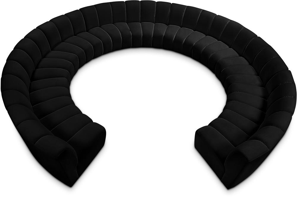 Meridian Furniture - Infinity Black Velvet 11pc. Modular Sectional - 638Black-11PC veiw 1