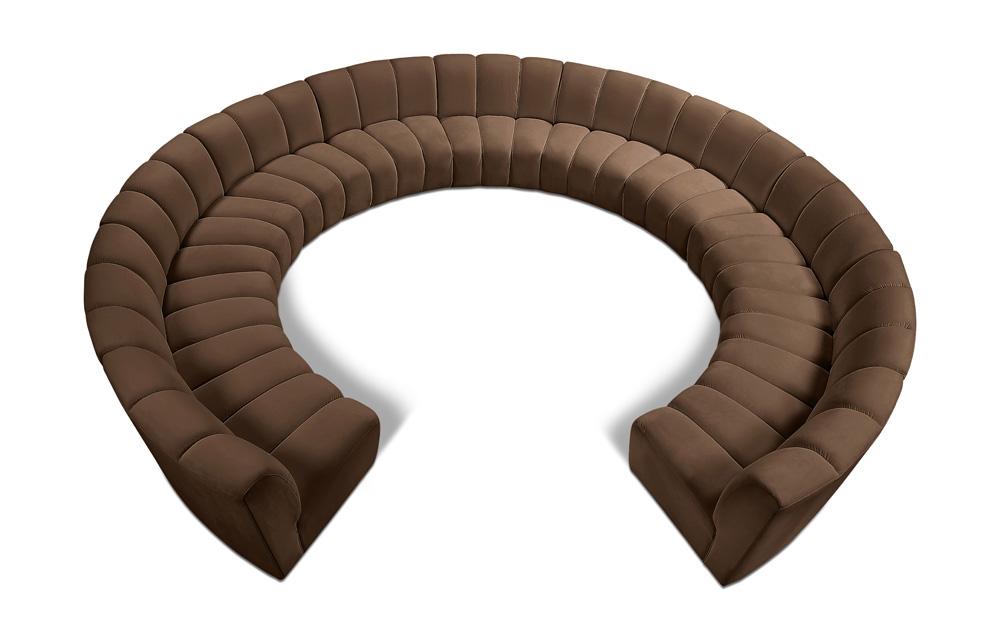 Meridian Furniture - Infinity Brown Velvet 11pc. Modular Sectional - 638Brown-11PC veiw 1