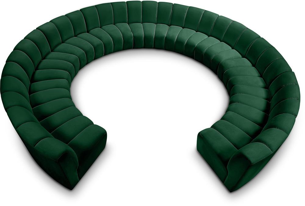 Meridian Furniture - Infinity Green Velvet 11pc. Modular Sectional - 638Green-11PC veiw 1