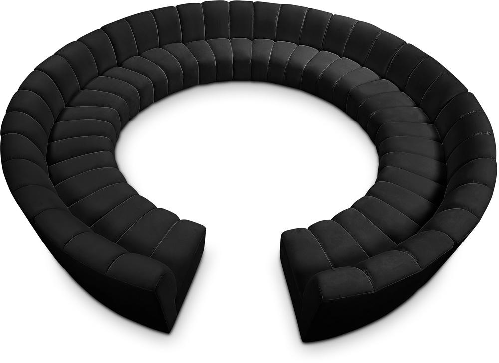 Meridian Furniture - Infinity Black Velvet 12pc. Modular Sectional - 638Black-12PC veiw 1